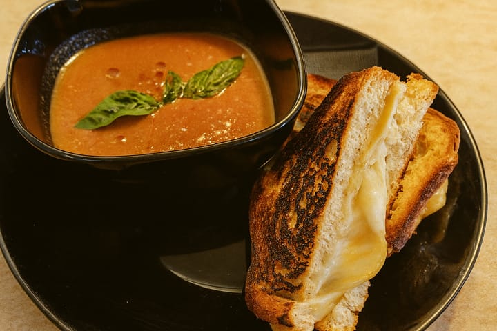 Доматена супа с грилован сандвич